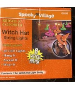 Spooky Village Witch Hat String Lights 56 LED Lights Halloween Battery O... - $9.78