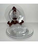(3) Clear Glass w/ Reverse Frosted Etched Engraved Center Salad Plates 7... - $26.99 CAD