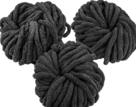 iDIY Chunky Yarn 3 Pack (24 Yards Each Skein) - Black- Fluffy Chenille Yarn - £15.48 GBP