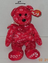 Vintage TY Candy Canes The Bear Beanie Baby plush toy Christmas Holiday Red - $9.85