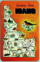 Stato Mappa E Uccello Greetings From Idaho Id Unp Cromo Cartolina F5 - £2.37 GBP