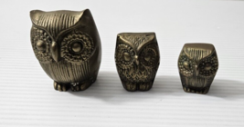 VINTAGE Lot of 3  Brass Owls Small Figurine animal collectible - £21.49 GBP