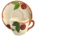 Vintage Franciscan Apple Made in USA Flat Cup  2 3/4&quot; Tall and Saucer 5 3/4&quot; Set - £11.38 GBP