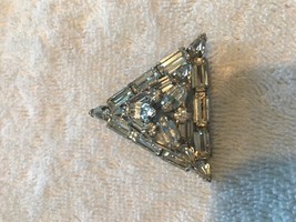 Vintage marked WEISS brooch pin 2 inch Mid century 1950s Rhinestone clear - £116.88 GBP
