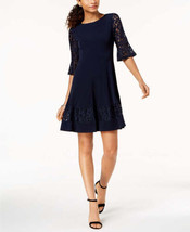 Jessica Howard Womens Lace Sleeve A Line Dress Size 6 Color Black - $86.11