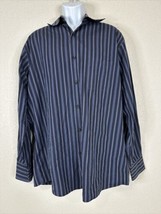 John W Nordstrom Men Size L Black Striped Tailored Fit Button Up Shirt Long Slee - £6.33 GBP