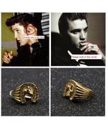 Elvis Presley 1950's Luck Horseshoe Ring Gold Plated TCB Concert Stainless 316L - £19.13 GBP