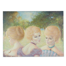 Untitled (3 Blonde Women) By Anthony Sidoni 1986 Signed Oil on Canvas 18&quot;x24&quot; - £2,725.82 GBP