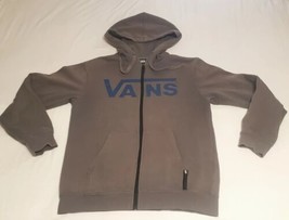 Vans Hooded Sweatshirt Hoodie Full Zip Mens Size Small Gray with Blue Logo - £12.93 GBP