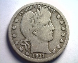 1911-D Barber Quarter Dollar Very Good Vg Nice Original Coin Bobs Coin Fast Ship - $48.00