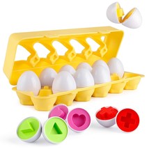 Matching Eggs 12 Pcs Set Color &amp; Shape Recoginition Sorter Puzzle For Easter Tra - £26.73 GBP