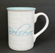 &quot;Believe&quot; Blue &amp; White Gibson Everyday 8 oz. Coffee Cup Mug Inspirational - £11.08 GBP