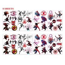 Spider Temporary Tattoos 8 Sheets Gifts Super Hero Cosplay Tattoos Stickers Part - £16.23 GBP