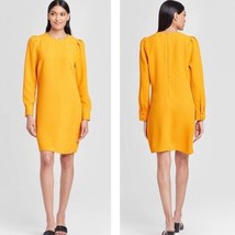 Who What Wear Golden Yellow Puff Shoulder Shift Dress Target Mustard Long Sleeve - £19.93 GBP