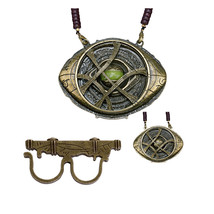 Dr Strange Ring &amp; Necklace Eye of Agamotto Glow in the Dark Pendant Cosplay Prop - £19.17 GBP+