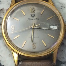 1960s NIVADA GP DATE 17 JEWELS MEN&#39;S MECHANICAL WRISTWATCH For Parts Or ... - $88.83