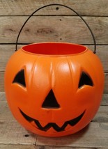 Vintage General Foam Plastics, Norfolk Halloween Pumpkin Blow Mold Pail Bucket - £15.42 GBP