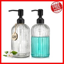 Versatile 2-Pack 18Oz Clear Glass Soap Dispensers - Perfect for Kitchen ... - $30.06