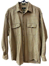 Club Room Button Up Denim Shirt Mens Size M Yellow Green Plaid Hong Kong - £11.19 GBP