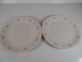 Corelle By Corning Forever Yours Dinner Plate Cream Pink Hearts 10" Vintage USA - £8.45 GBP