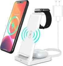 3in1 Wireless Charging Station Compatible With Apple Watch QC3.0 Adapter (White) - £22.42 GBP