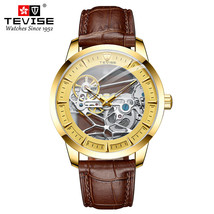 Mechanical Watch Movement Men&#39;s Leather Belt Mechanical Watch Waterproof... - £78.23 GBP