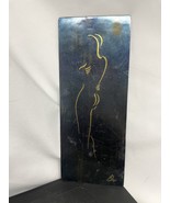 Vintage Nude female Gold Painting on sheet Metal Wall Hanging modern signed - £30.67 GBP