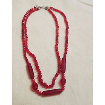 Vintage Trifari Red Crystal Double Strand Necklace. Sky - $32.43