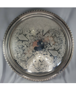 WM A Rogers Oneida Footed Round 15” Gallery Tray In Arcadia Pattern Silv... - $34.99