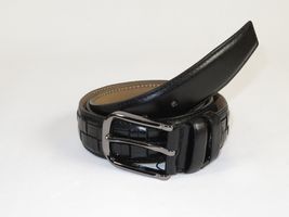 Men Genuine Leather Belt PIERO ROSSI Turkey Soft Full Grain Stitched #139 Black image 4