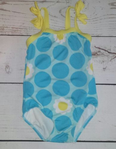 Gymboree Infant Girls Swimsuit Sz 12-18 Months 1 Pc Blue Yellow Floral Summer - $7.99