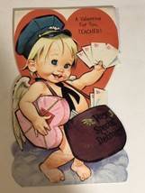 Vintage Valentine Greeting Card A Valentine For You Teacher Box4 - £3.13 GBP