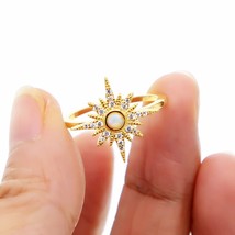New Design Valentine Gift Sun Burst North Star Charm Rings Pave Clear Cz Opal De - £11.78 GBP