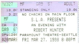 Vintage Robert Hunter Stub Marzo 27 1998 Seattle Washington - £34.08 GBP