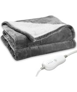62X50&quot; Electric Throw Blanket Heated Warm Controller Gray Soft Warming F... - £40.18 GBP