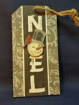 NOEL Transpac MDF Vintage Snowman Christmas Wall Tag / Door Hanger Woode... - £3.94 GBP
