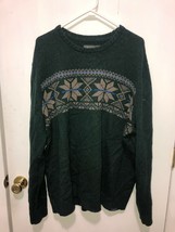 Eddie Bauer Fair Isle Wool Blend Men's Sweater SZ XXL 2XL Green - $24.74