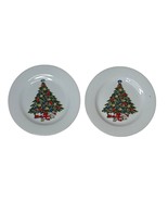 Vintage Christmas Tree Snack Dessert Plates Set of 2 Sea Gull Fine China 7&quot; - $10.88