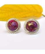 Purple Turquoise Stud, 925 Silver Stud, Turquoise Earring, Copper Turquo... - £21.81 GBP