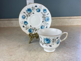 Queen Anne Blue Roses Fine Bone China Tea Cup And Saucer Set - $14.74
