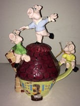 Laguna Beach Artist Michael Ezzell Three Little Pigs Tea Pot - £234.67 GBP