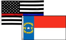 K&#39;s Novelties 3x5 USA Red Blue Line North Carolina State 2 Flag Wholesale Set Co - £7.74 GBP