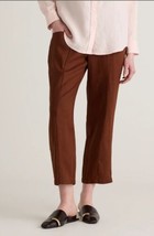 Quince Women&#39;s 100% European Linen Tapered Ankle Pants Chocolate Size M ... - £15.28 GBP