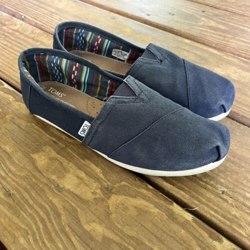 Primary image for Toms Shoes Womens 10 Alpargata Slip On Navy Blue Canvas Comfort Casual Flats