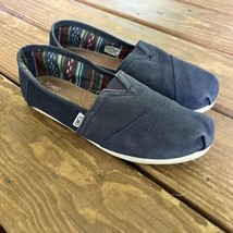 Toms Shoes Womens 10 Alpargata Slip On Navy Blue Canvas Comfort Casual F... - £14.80 GBP