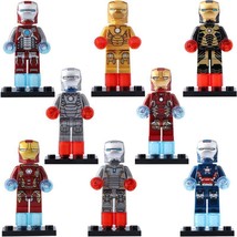 8Pcs Collection Ironman MK 21 Midas MK5 MK40 MK45 MK43 Marvel Minifigures Toys - £13.64 GBP