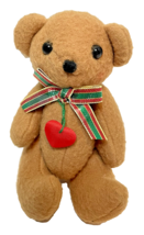 Rare VTG Hallmark Mini Plush Teddy Bear Christmas Ribbon Stuffed Jointed... - £14.49 GBP