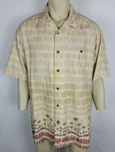 Woolrich Hawaiian shirt 100% Cotton short sleeve Beige Palm trees Mens S... - £10.10 GBP