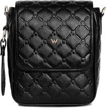 Women’s Crossbody Pouch Bag, Microfiber Leather Shoulder Handbag, Black - $34.65