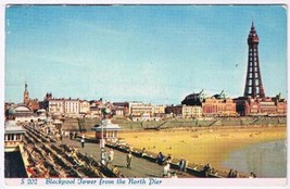 United Kingdom UK Postcard Blackpool Tower From North Pier - £2.32 GBP